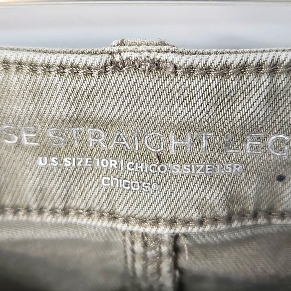 Chico's Olive Gray High Rise Straight Leg Ankle Jeans 5-Pockets Slight Distress - Picture 5 of 12